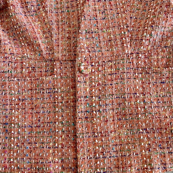 Anthropologie Filtre Women's Size 10 Orange Tweed Blazer Jacket - Picture 5 of 10